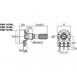 Monacor VRB-101M20 Potencjometr liniowy mono, 20kΩ